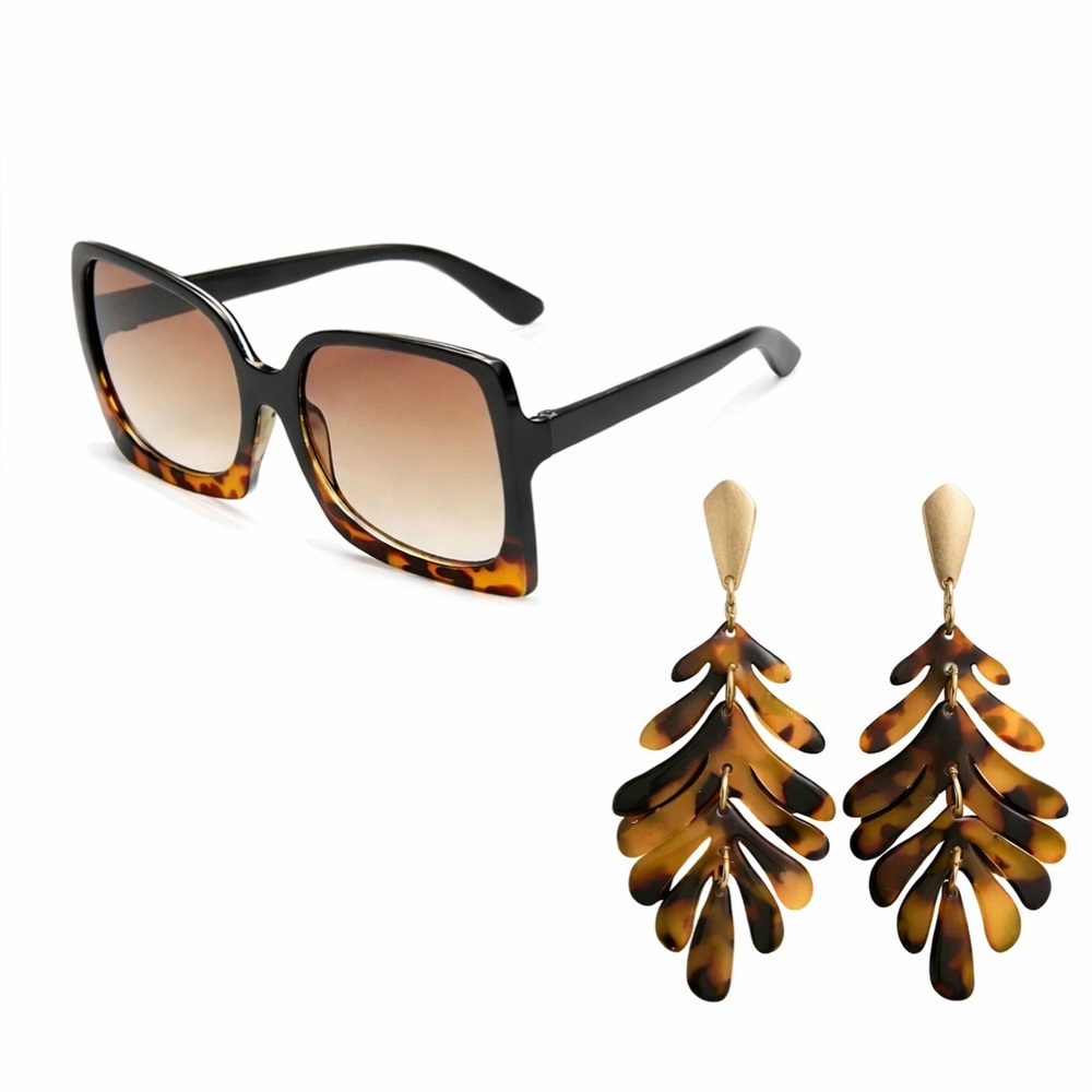 Oversized Statement Tortoise Shell Gradient Squar… - image 1